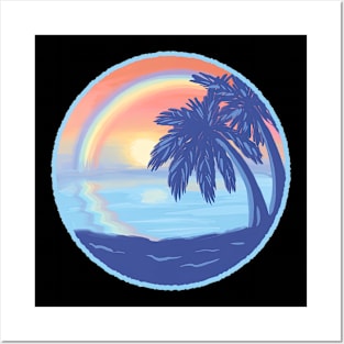 Rainbow Sunset Beach Posters and Art